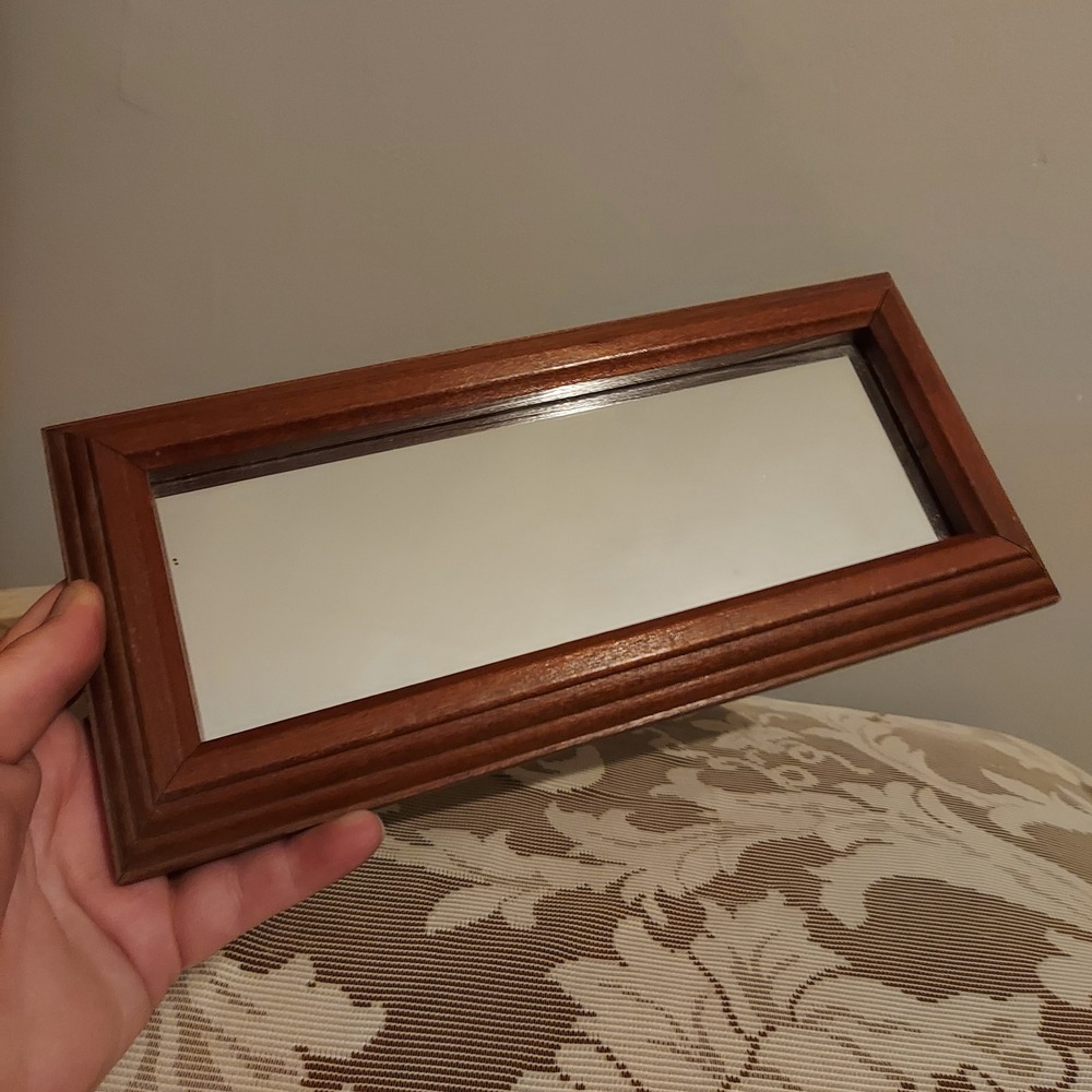 Home Interiors & Gifts Vintage Wood Wall Mirror Rectangle Cherry Finish 5x11